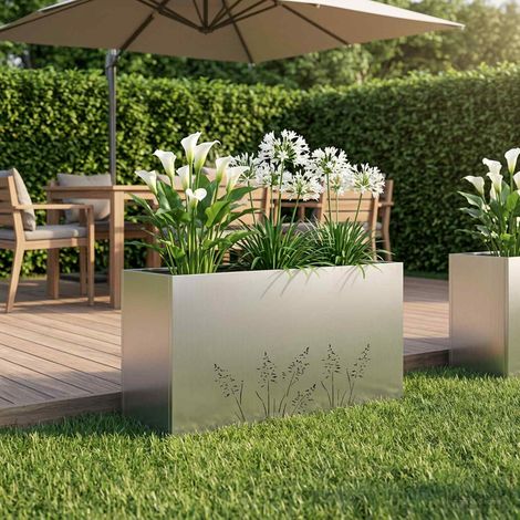 vidaXL Macetero de Jardín Plateado 100 x 30 x 49 cm Acero Galvanizado (1/5)