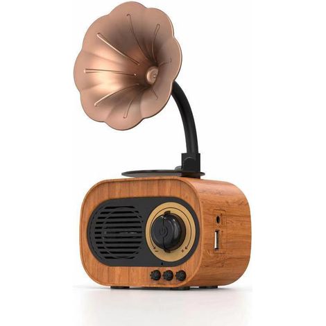 Vintage-Grammophon-Bluetooth-Lautsprecher, Grammophon-Phonograph-Form, Retro-Lautsprecher, Vintage-Heim-Schlafzimmer-Dekor, Retro-Musik-Player, Unterstützt U-Disk, TF-Karte (1/5)