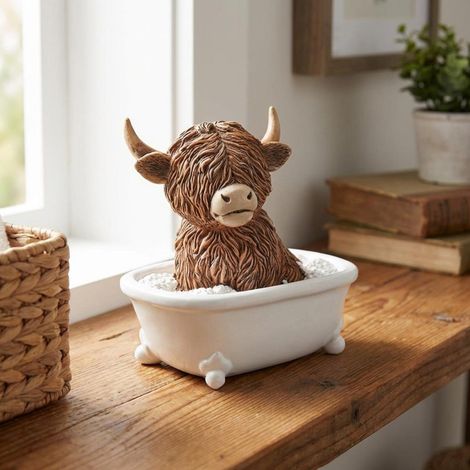 Highland Cow Bath Time Ornament (1/2)