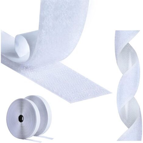 Ruban adhésif anti-rayures double face blanc, ruban adhésif anti-rayures de 25 m, ruban auto-adhésif à crochets et boucles, ruban adhésif à crochets et boucles de 20 mm fort pour un usage domestique (1/5)