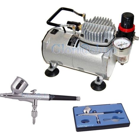 Kit Mini Compressore Aerografo Decorazione Unghie Nail Art Aeropenna Tratto Fine