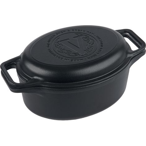 Victoria 38847 Cocotte et Poêle Induction Fonte Assaisonnée 31cm, Dutch Oven 5,7L, Sans PTFE Noir (1/5)