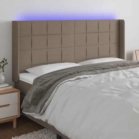 Tête de lit Décoratif à LED Taupe 183x16x118/128 cm Tissu -BV89171 (1/5)