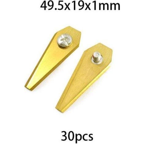 30pcs Lames de Rechange Premium avec vis,Lames de Rechange pour Bosch Indego,49×19×1.0 mm, or (1/4)