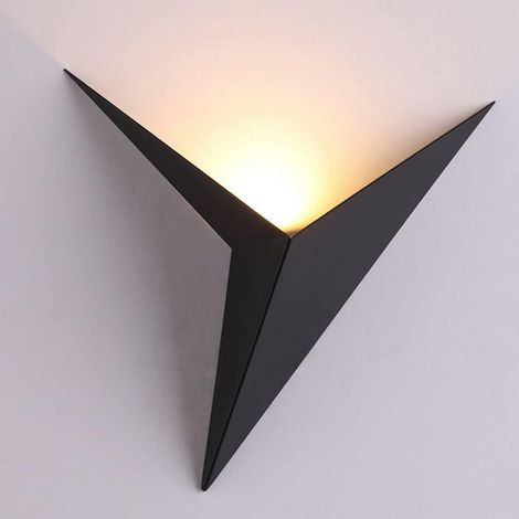 Modern Indoor LED Wall Light Triangle Wall Sconce Modern Corridor Wall Light Living Room Triangular Wall Light Iron Corridor Lamp for Bedroom Stairs (Warm Light 3000K Black) (1/5)
