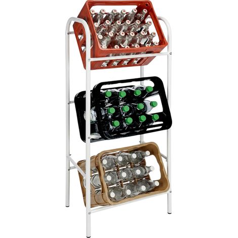 Metall Kastenständer weiß für 3 Kisten - 116 x 50 cm - Getränkekisten Regal
