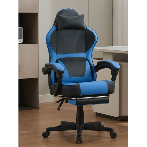 Chaise de bureau ergonomique pour gamers, avec soutien lombaire et cervical, repose-pieds réglable, capacité de charge de 136 kg (300 lbs), pivotante à 360°, idéale pour le télétravail et les pauses d (1/5)