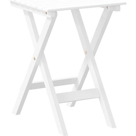 Table de jardin Table d’appoint pliable blanc bois de peuplier massif (1/5)