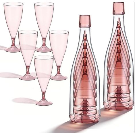 Champagne Flutes Plastic Glasses Reusable and Stackable Flute Cup for Weddings Parties Birthdays Cocktails Desserts (1/5)
