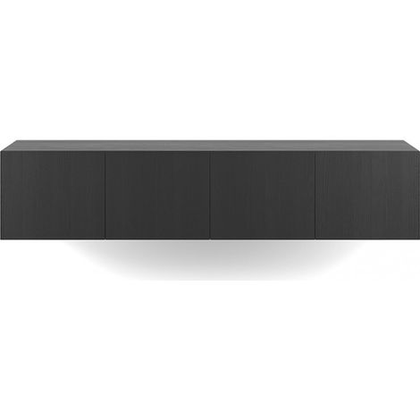 Meuble TV suspendu 4 portes en bois L180cm - Noir - NEXA (1/5)