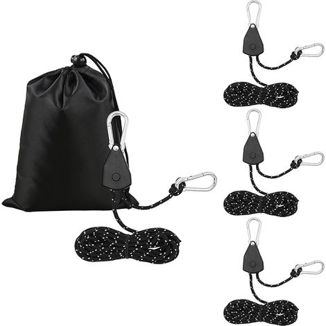 4 Pièces 4mx 4mm Corde a Cliquet Réglable Corde de Haubanage de Tente avec Rope Ratchet Crochet à Cliquet de Poulie Rope Ratchet pour Extérieur Tente Camping Voile d'ombrage Cordes à Linge