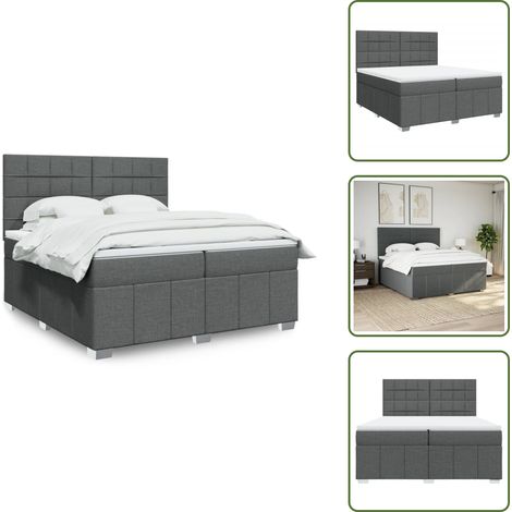 Sommier à lattes de lit avec matelas Gris foncé 200x200cm Tissu - Sommier À Lattes De Lit - Sommiers À Lattes De Lit - Lit - Meuble De Chambre À Coucher (1/5)