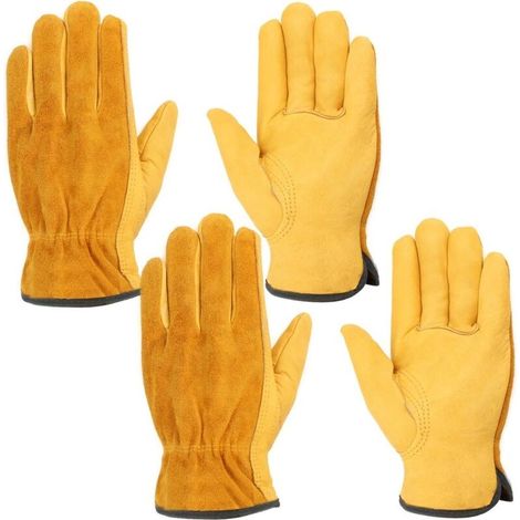 Gants de Travail Resistant Gant Anti CoupureGant de Travail ProfessionelsGant de Jardinage Homme Femme pour La Construction Manutention Bucheron Mecanique Auto 2 Paires,L (1/5)