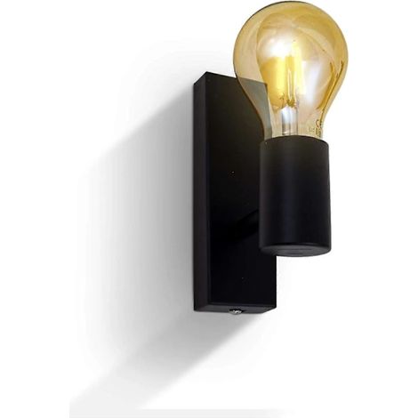 Applique murale, luminaire vintage, spot mural rétro, orientable et pivotant, douille E27, puissance maximale 60 W, ampoule non incluse, noir