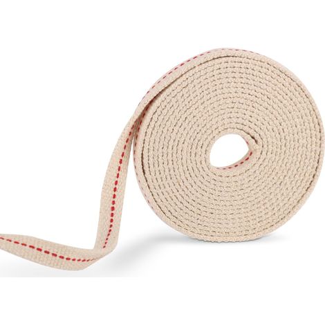 Lot de Mèches de Lampe à Huile avec Couture Rouge, 1,5 cm, 3 m Long en Coton Plat à Base Kérosène pour Lampes Pétrole (Blanches) (1/5)