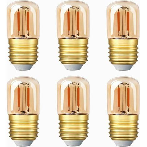Mini-Röhren-LED-Glühbirne, 1 W, T28, Edison-LED-Glühlampe, E27-Schraubsockel, 2200 K, superwarmweiße Glühbirne für Dekoration, nicht dimmbar (Bernsteinglas), 6 Stück