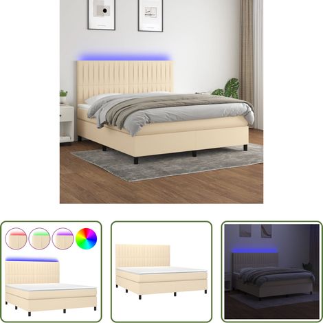 vidaXL Matelas à ressorts ensachés - Sommier à lattes de lit et matelas et LED Crème 180x200cm Tissu (1/5)