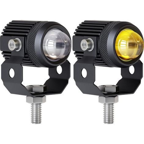 2PCS motocyclette LED conduite feux de brouillard 60W blanc et ambre LED pods projecteur lumières 1,3 "projecteur auxiliaire, compatible avec tracteur camion ATV UTV SUV bateau etc (1/5)