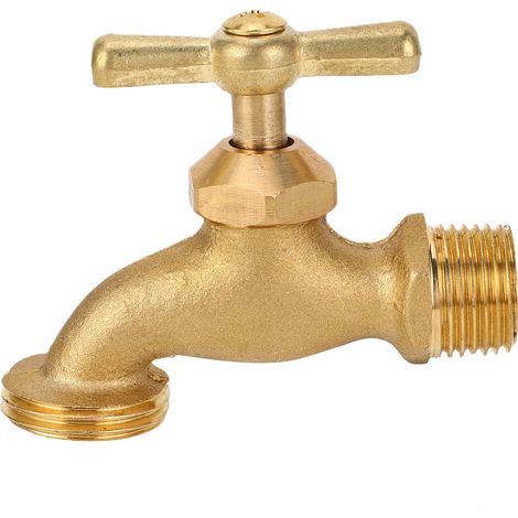 Grifo de jardín de latón, conexiones MIP de 1/2" y MHT de 3/4", accesorio de plomería duradero para jardín y riego.