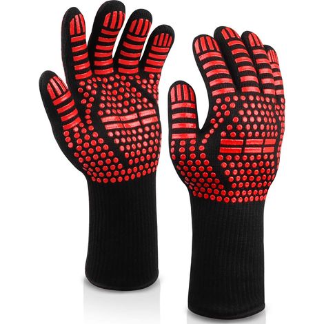 Gants de barbecue résistants à la chaleur jusqu'à 800 degrés, ignifugés, avec revêtement en silicone antidérapant et lavable. Gants de barbecue Weber pour grillades, barbecue et cuisson au four.
