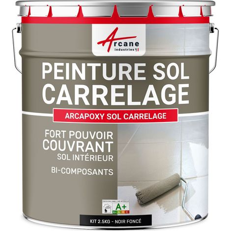 Peinture carrelage, sol, résine, pour recouvrir, faïence et carreaux : Arcapoxy sol carrelage - 2.5 kg (jusqu'à 12.5 m² en 2 couches) Noir foncé RAL 9005 - ARCANE INDUSTRIES