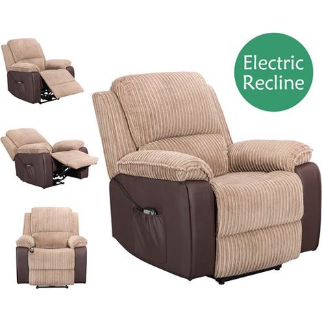 WestWood Electric Recliner Single Sofa Reclining Armchair Fabric Leather With Foot Rest WW-RS-06 Brown (1/2)