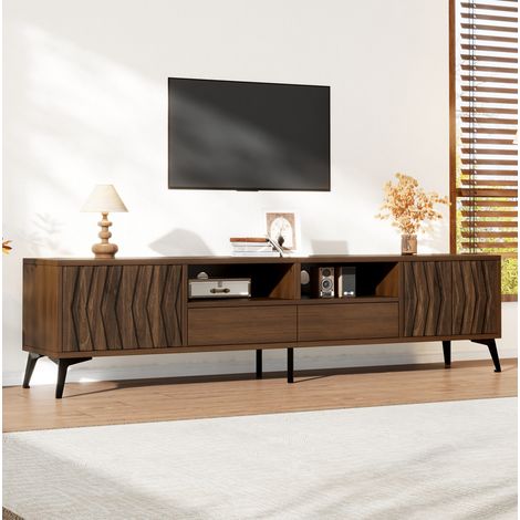 Mueble TV 180x35x45 cm de aglomerado nogal, 6 compartimentos para salón – MEUBLIV (1/5)