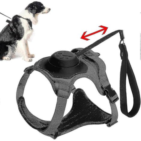 Harnais anti-traction 2 en 1 avec laisse rétractable, harnais réfléchissant pour chien d'assistance, gilet ajustable avec poignée de contrôle (1/5)