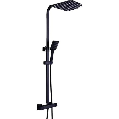 Sistema de ducha, altura regulable, diseño moderno, negro. (1/2)
