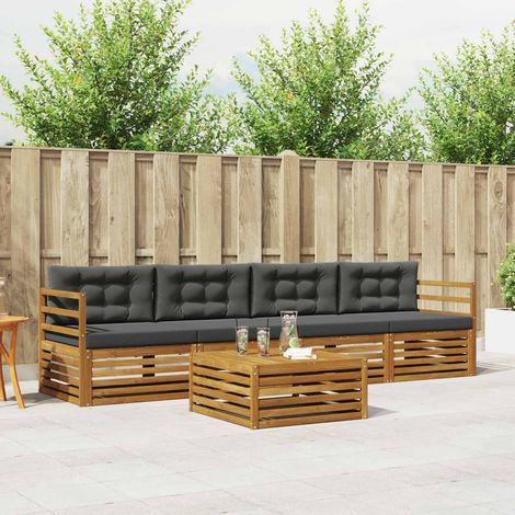 vidaXL Outdoor-Sofagarnitur mit Kissen 5 pcs Natur und Anthrazit (1/5)