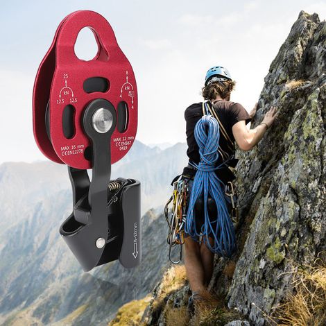 kN Aluminium-Hochleistungs-Seilrollenblock mit Drehgelenk für 8-12 mm Seile, Kletterseile