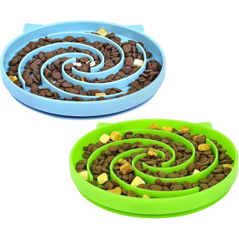 Gamelle en silicone pour chats avec distributeur lent, système anti-étouffement, base antidérapante, idéale pour les chiots et les chats. (1/5)