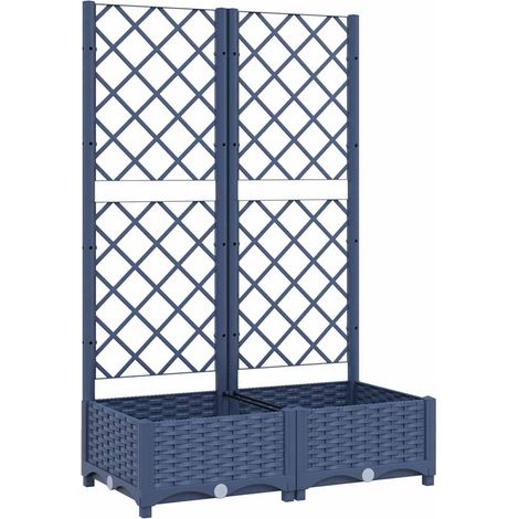 Jardinera de jardín con enrejado azul grisáceo 80x40x121,5 cm PP vidaXL (1/5)
