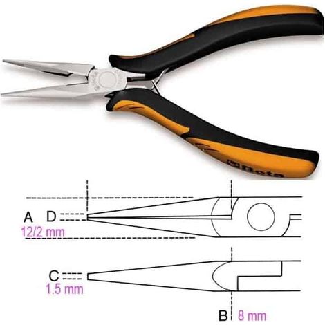BETA Pince précision becs demi-rond long strié 1177BM/Z - 011770113