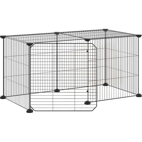 Maison Exclusive - Gabbia per Animali 8 Pannelli con Porta Nero 70x35x35 cm Acciaio (1/5)