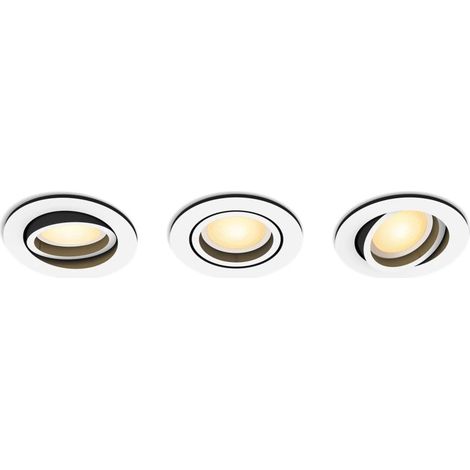 Philips Hue – Spot d'intérieur encastré LED 3x4,2W – Température de couleur 2200-6500K – Couleur blanc – Paquet de 3 pièces – Flux lumineux 1200 lm (1/5)