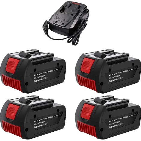 Ersatzakku, 18 V, 6000 mAh Kapazität, 4 Akkus, 1 Ladegerät (1/2)