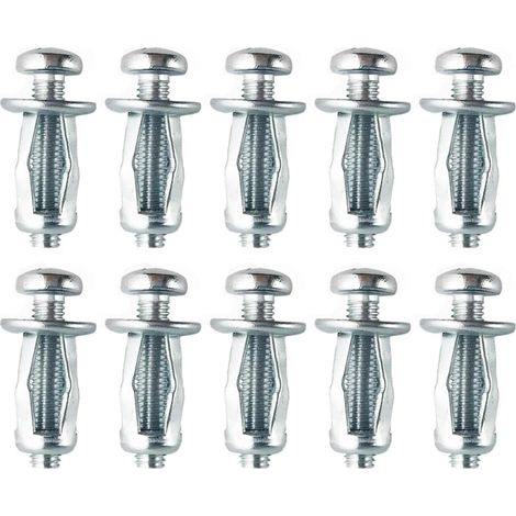 Ancrages Métalliques Creux M5x25 - Lot de 10 - Acier Galvanisé - Fixation Murs Cloisons - Pour Placo et Portes - Argent (1/5)