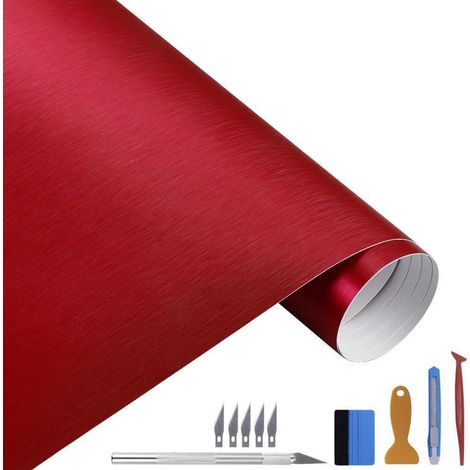Vinyl Folie Rot Gebürstet Matt Chrom 30x300cm für Auto, Laptop, Möbel (1/5)