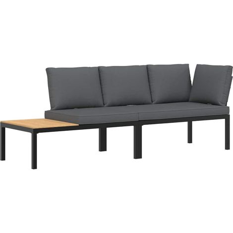 vidaXL Set Divani da Giardino 2 pz con Cuscini in Alluminio Nero (1/5)