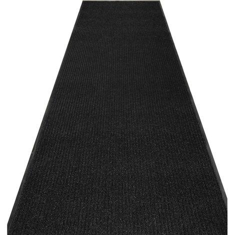 Tapis de couloir pour couloir, 90 x 300 cm, avec dos antidérapant et anti-saleté, lavable, pour la maison, le bureau, la cuisine, noir (1/5)