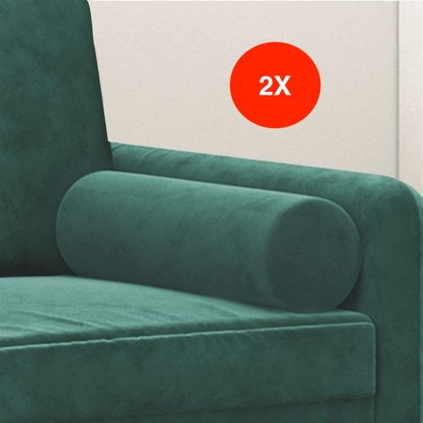 2 Coussins décoratifs Vert Ø15x50 cm En Velours. Idéal Salon, Sofa et Canapé (1/5)