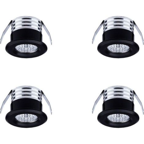 Mini spots LED encastrables - PZCC - Lot de 4 - 3W - 3000K (blanc chaud) - Angle 20-30° (1/3)