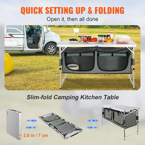 Cuisine de Camping 120x47x70 cm Armoire de Camping Pliable (1/5)