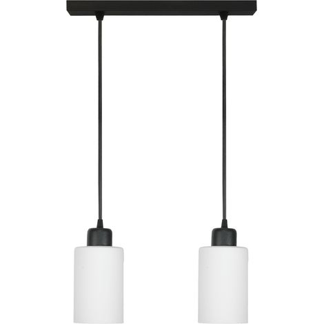 Lámpara de techo colgante negra con pantalla de cristal blanco, Loyd Bianco 15-068