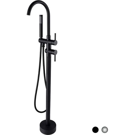 Rubinetto vasca a pavimento freestanding nero opaco (1/4)