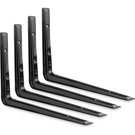 Set mit 4 Wandregalhalterungen aus Metall, 220 mm x 155 mm, robuste Eckhalterung für schwebende Regale, Holzregale – Schwarz (1/5)