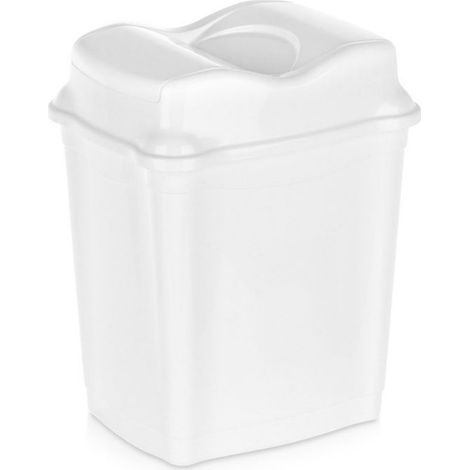 Poubelle - 9 L - Couvercle Basculant - 25 x 19,5 x 32 cm - Blanc (1/5)