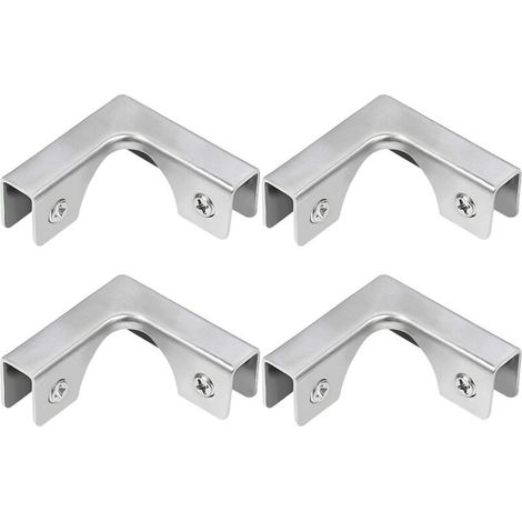 Pince à verre, 4 connecteurs en L en acier inoxydable, supports de fixation à angle droit pour montage sur meuble sans rebord d'aquarium, pour verre de 5 à 8 mm (1/4)