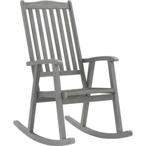 Maison Exclusive - Sedia a Dondolo con Cuscini Grigia in Legno Massello di Acacia (1/5)